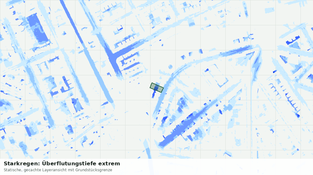 Statische Kartenansicht: Starkregen: Überflutungstiefe extrem
