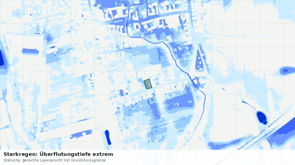 Statische Kartenansicht: Starkregen: Überflutungstiefe extrem