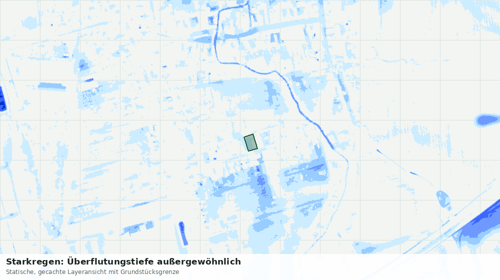 Statische Kartenansicht: Starkregen: Überflutungstiefe außergewöhnlich