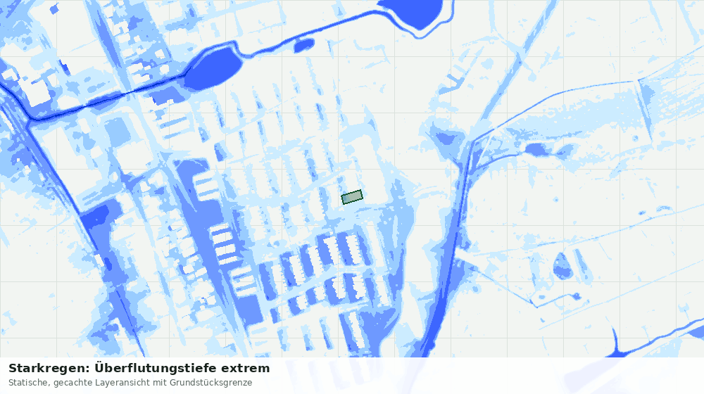 Statische Kartenansicht: Starkregen: Überflutungstiefe extrem