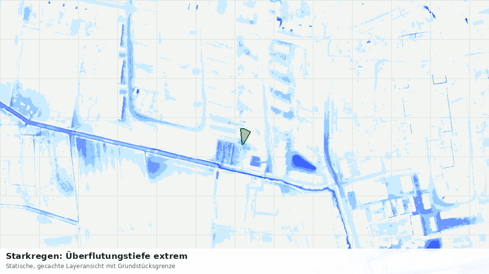 Statische Kartenansicht: Starkregen: Überflutungstiefe extrem