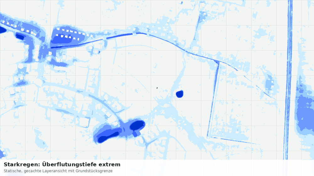 Statische Kartenansicht: Starkregen: Überflutungstiefe extrem