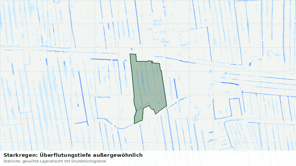 Statische Kartenansicht: Starkregen: Überflutungstiefe außergewöhnlich