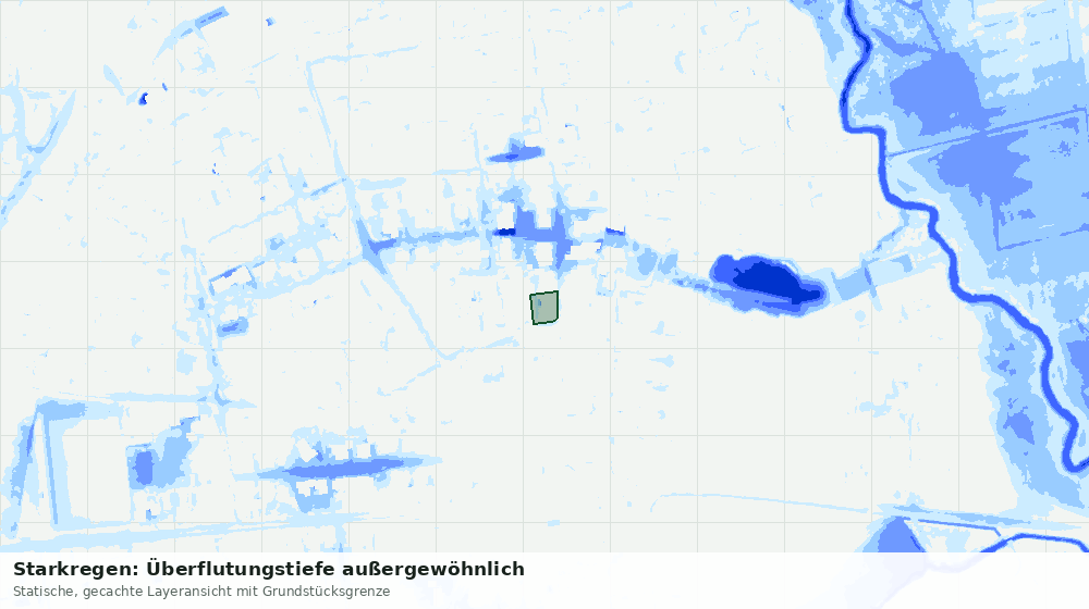 Statische Kartenansicht: Starkregen: Überflutungstiefe außergewöhnlich