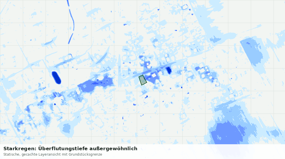 Statische Kartenansicht: Starkregen: Überflutungstiefe außergewöhnlich