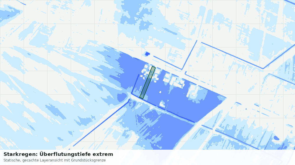 Statische Kartenansicht: Starkregen: Überflutungstiefe extrem