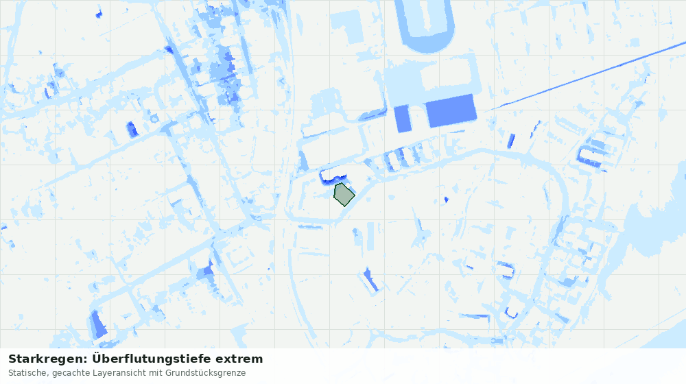 Statische Kartenansicht: Starkregen: Überflutungstiefe extrem