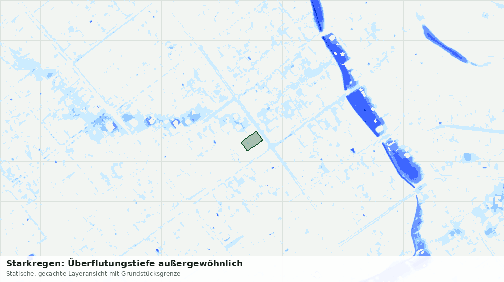 Statische Kartenansicht: Starkregen: Überflutungstiefe außergewöhnlich