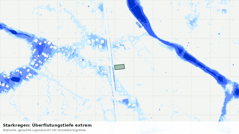 Statische Kartenansicht: Starkregen: Überflutungstiefe extrem