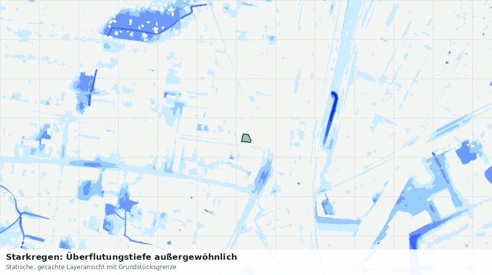 Statische Kartenansicht: Starkregen: Überflutungstiefe außergewöhnlich