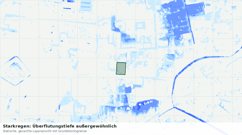 Statische Kartenansicht: Starkregen: Überflutungstiefe außergewöhnlich