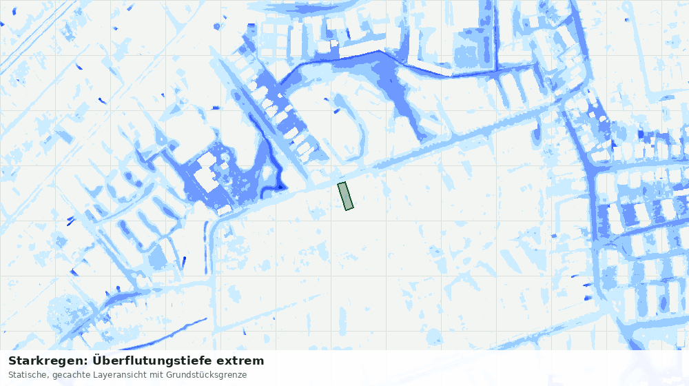 Statische Kartenansicht: Starkregen: Überflutungstiefe extrem