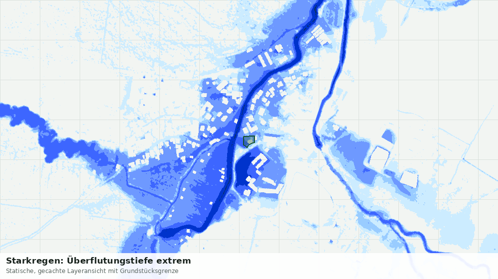 Statische Kartenansicht: Starkregen: Überflutungstiefe extrem