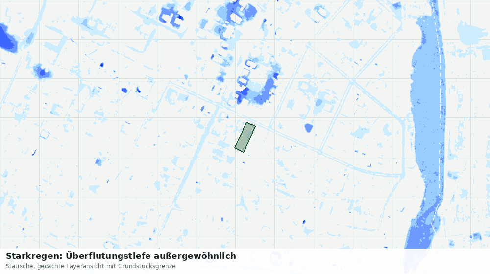 Statische Kartenansicht: Starkregen: Überflutungstiefe außergewöhnlich