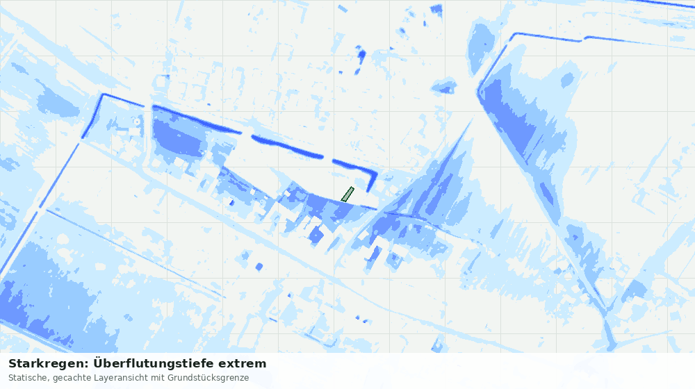 Statische Kartenansicht: Starkregen: Überflutungstiefe extrem