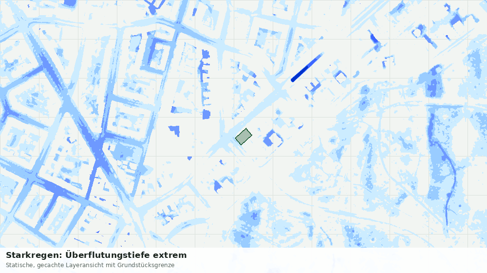 Statische Kartenansicht: Starkregen: Überflutungstiefe extrem