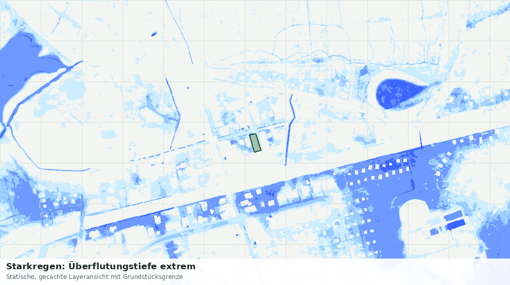 Statische Kartenansicht: Starkregen: Überflutungstiefe extrem
