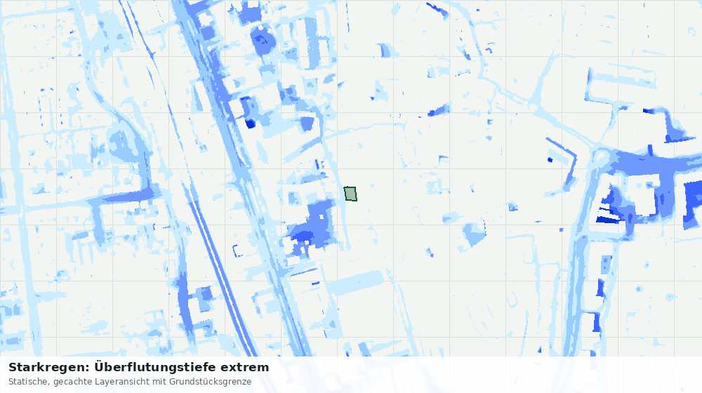 Statische Kartenansicht: Starkregen: Überflutungstiefe extrem
