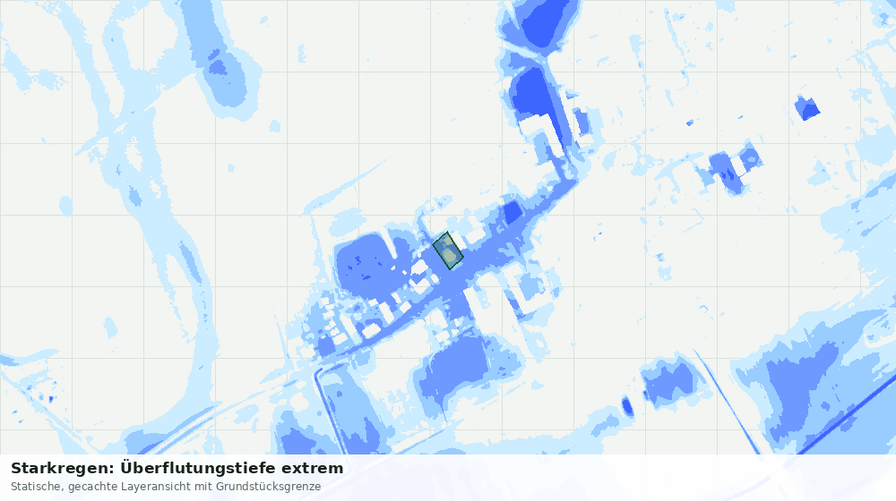 Statische Kartenansicht: Starkregen: Überflutungstiefe extrem