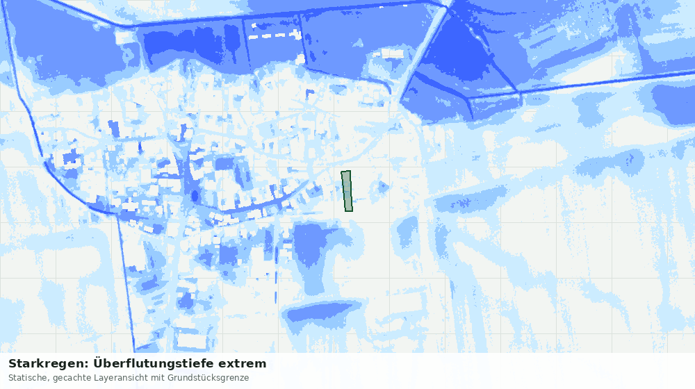 Statische Kartenansicht: Starkregen: Überflutungstiefe extrem