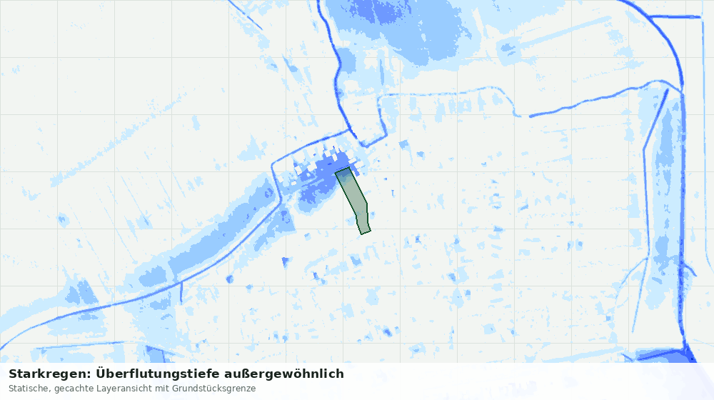 Statische Kartenansicht: Starkregen: Überflutungstiefe außergewöhnlich