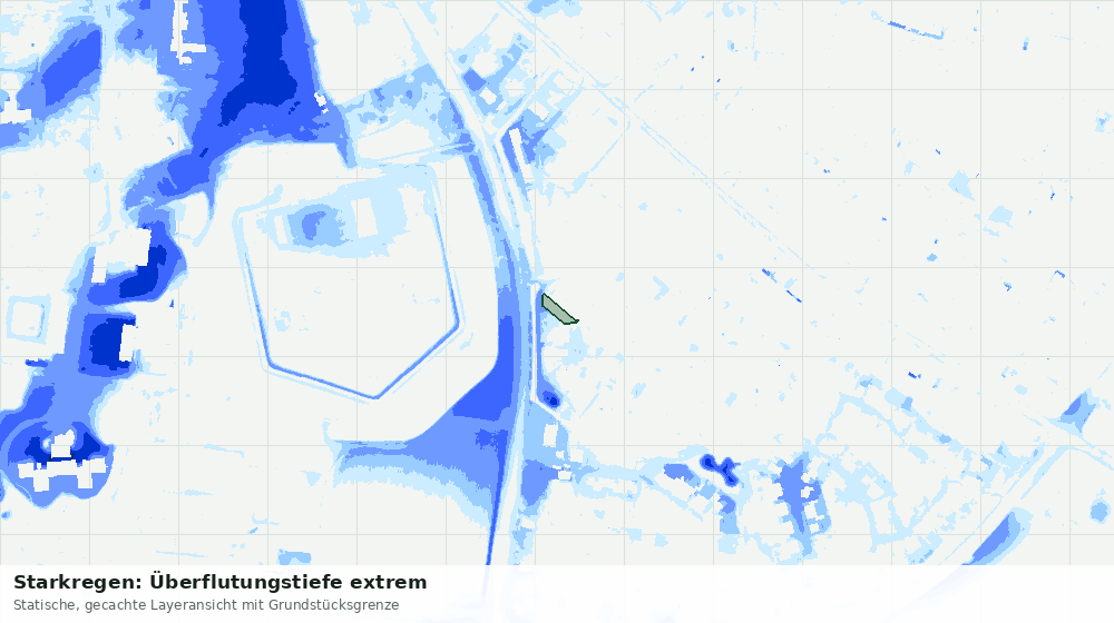 Statische Kartenansicht: Starkregen: Überflutungstiefe extrem