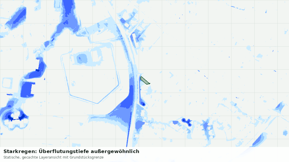 Statische Kartenansicht: Starkregen: Überflutungstiefe außergewöhnlich