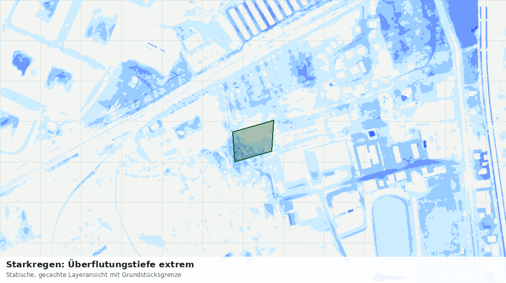 Statische Kartenansicht: Starkregen: Überflutungstiefe extrem