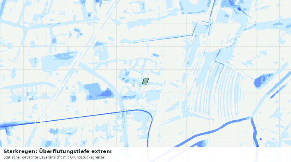 Statische Kartenansicht: Starkregen: Überflutungstiefe extrem