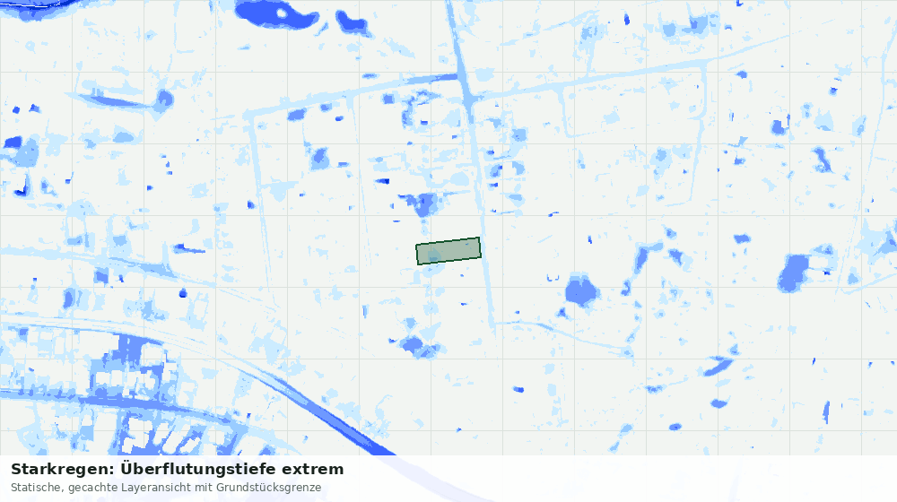 Statische Kartenansicht: Starkregen: Überflutungstiefe extrem