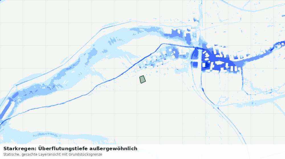 Statische Kartenansicht: Starkregen: Überflutungstiefe außergewöhnlich