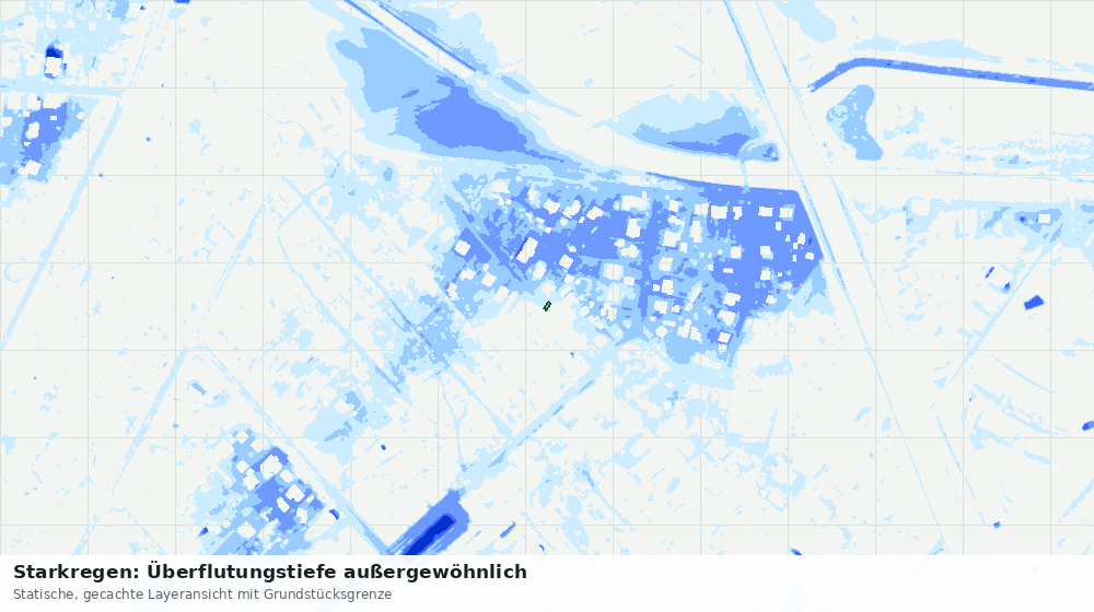 Statische Kartenansicht: Starkregen: Überflutungstiefe außergewöhnlich