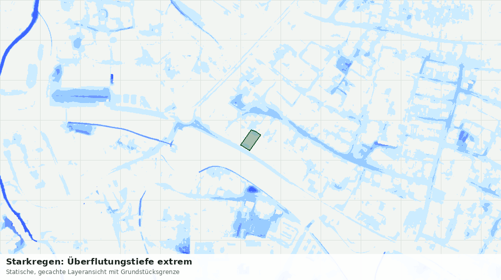 Statische Kartenansicht: Starkregen: Überflutungstiefe extrem