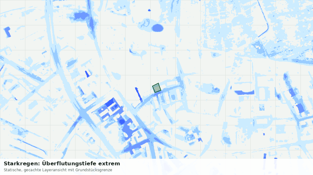 Statische Kartenansicht: Starkregen: Überflutungstiefe extrem