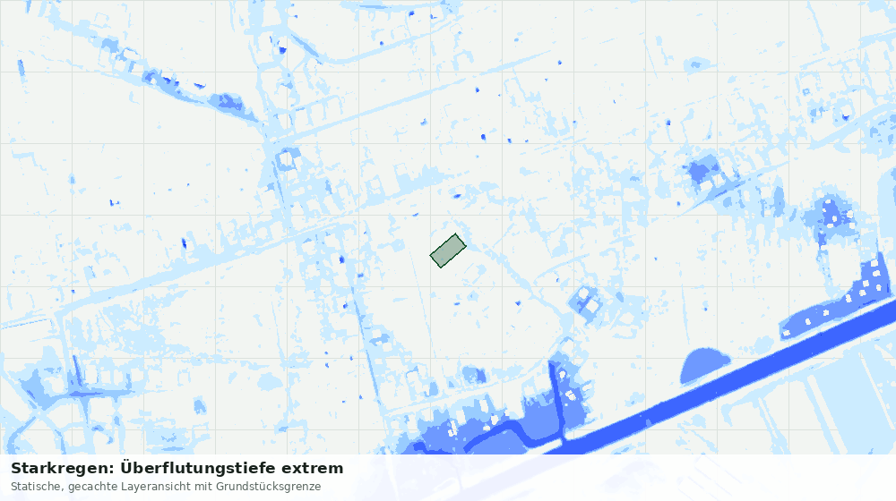 Statische Kartenansicht: Starkregen: Überflutungstiefe extrem
