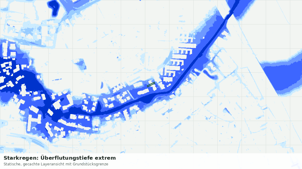 Statische Kartenansicht: Starkregen: Überflutungstiefe extrem