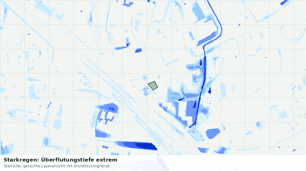 Statische Kartenansicht: Starkregen: Überflutungstiefe extrem