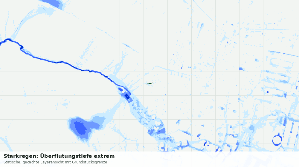 Statische Kartenansicht: Starkregen: Überflutungstiefe extrem