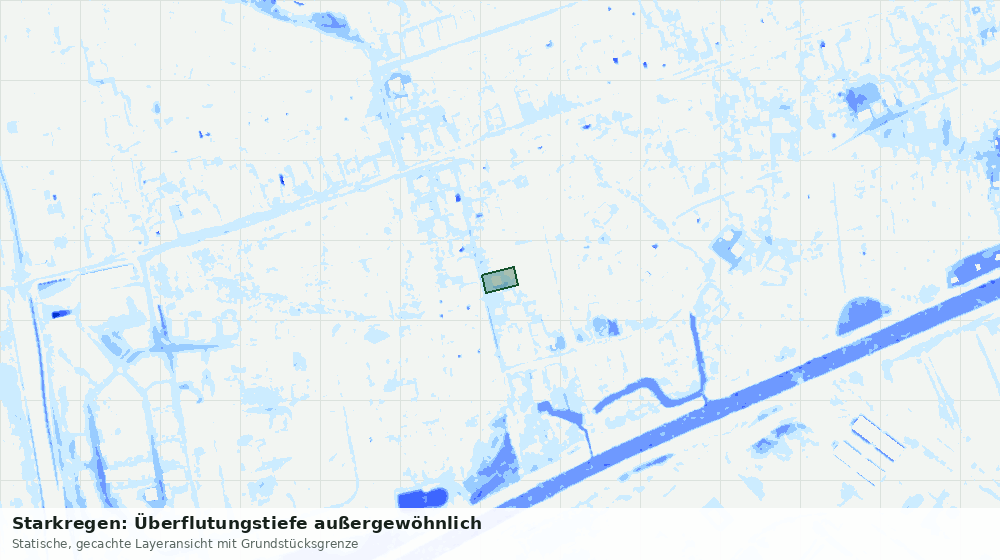 Statische Kartenansicht: Starkregen: Überflutungstiefe außergewöhnlich