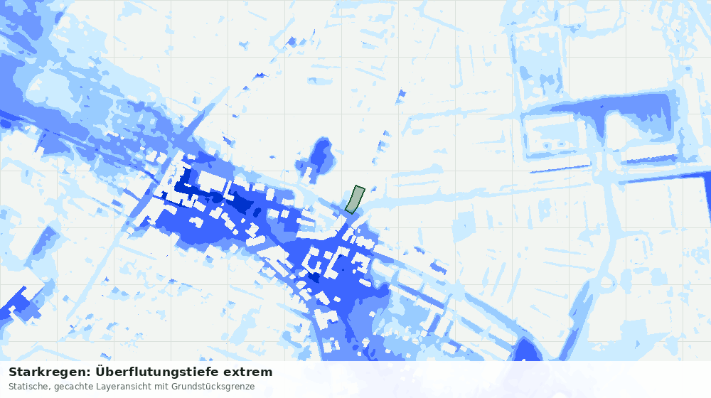 Statische Kartenansicht: Starkregen: Überflutungstiefe extrem