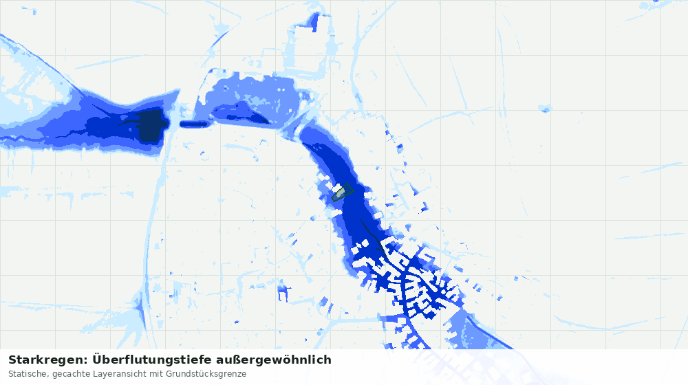 Statische Kartenansicht: Starkregen: Überflutungstiefe außergewöhnlich