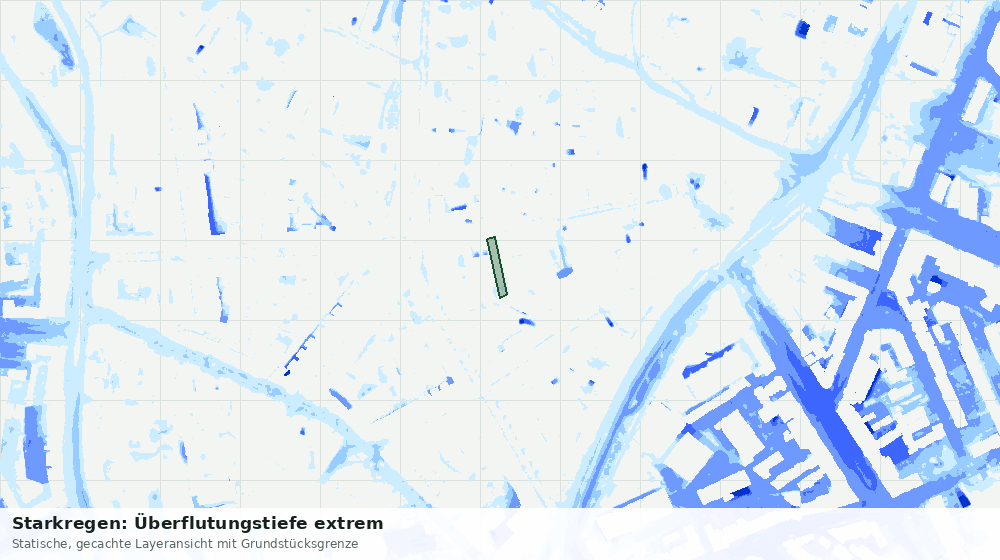 Statische Kartenansicht: Starkregen: Überflutungstiefe extrem