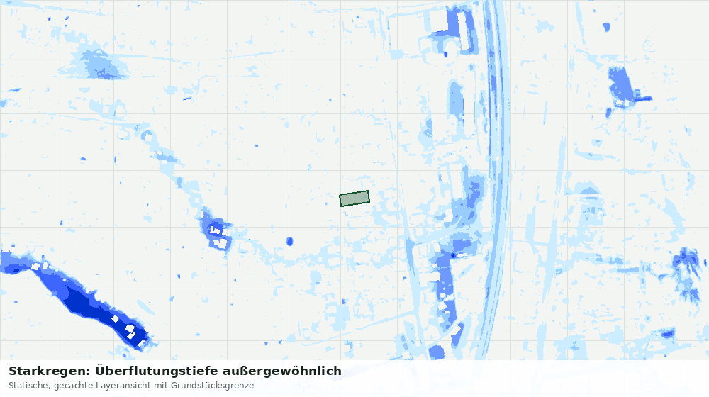 Statische Kartenansicht: Starkregen: Überflutungstiefe außergewöhnlich
