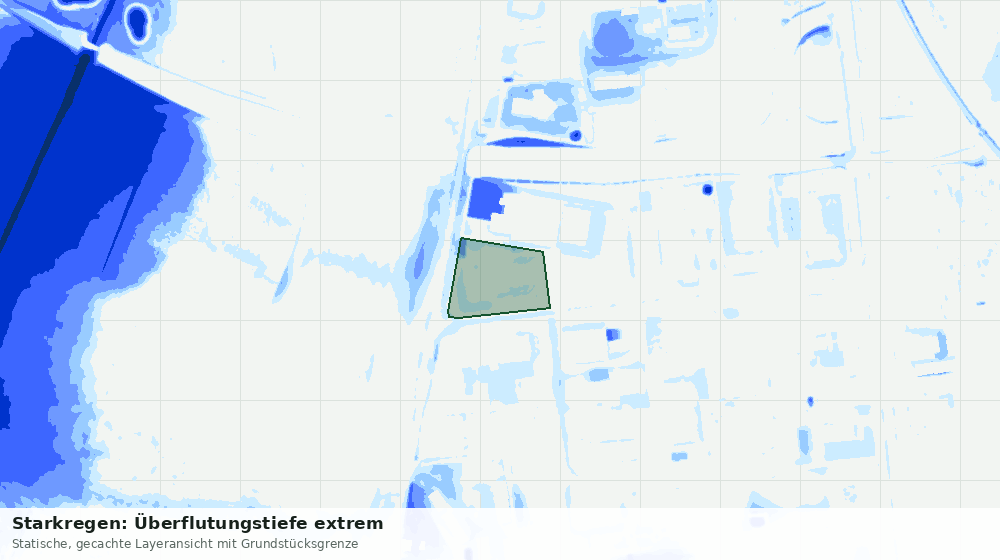 Statische Kartenansicht: Starkregen: Überflutungstiefe extrem