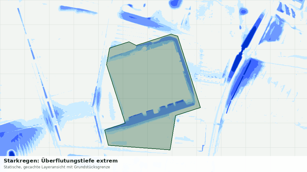 Statische Kartenansicht: Starkregen: Überflutungstiefe extrem