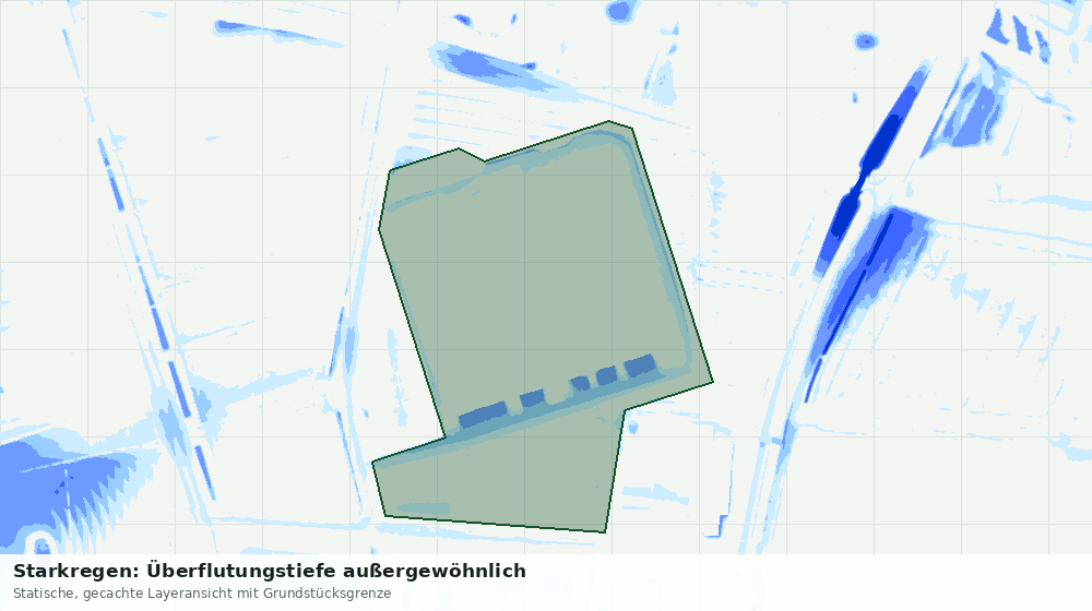 Statische Kartenansicht: Starkregen: Überflutungstiefe außergewöhnlich