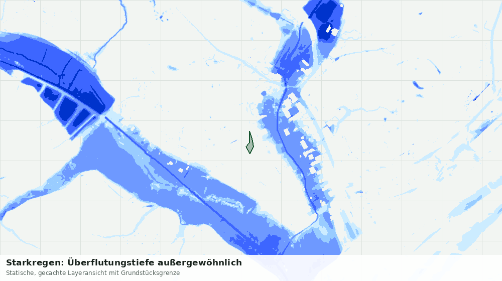 Statische Kartenansicht: Starkregen: Überflutungstiefe außergewöhnlich