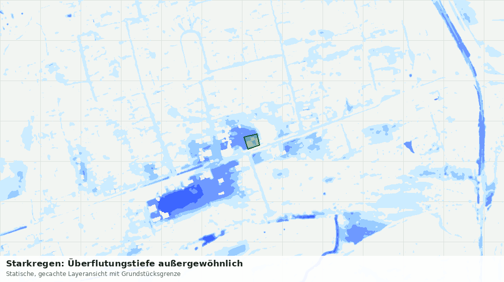Statische Kartenansicht: Starkregen: Überflutungstiefe außergewöhnlich