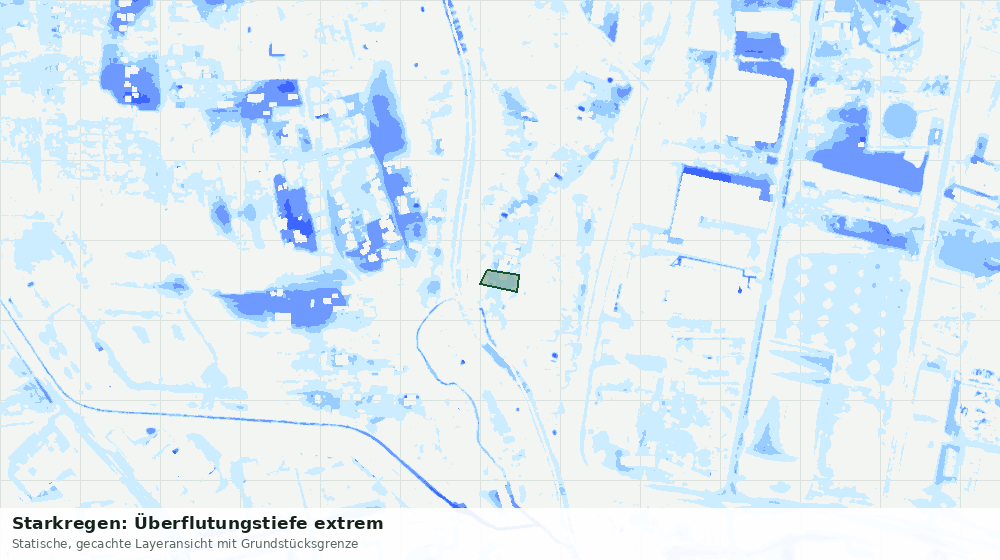 Statische Kartenansicht: Starkregen: Überflutungstiefe extrem