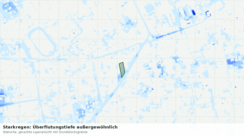 Statische Kartenansicht: Starkregen: Überflutungstiefe außergewöhnlich